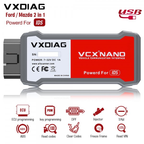 [US/UK Ship No Tax] VXDIAG VCX NANO for Ford/Mazda 2 in 1 with IDS V123 Diagnostic Tool